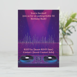 DJ Verjaardagsfeest Uitnodiging - Aanpasbaar