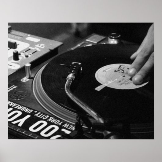 DJ Vinyl Black and White Poster modifier pour la t (Devant)