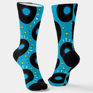 DJ Vinyl Records Retro Pattern Sokken