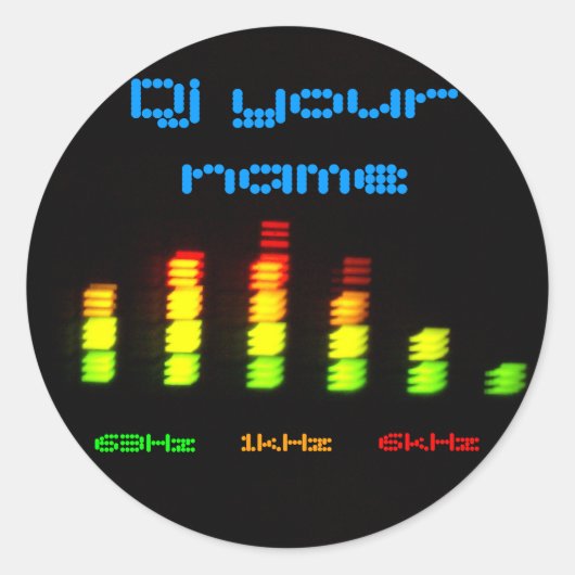 DJ Voeg jouw naam aangepaste kwalificatiebalk EQ t Ronde Sticker (Voorkant)