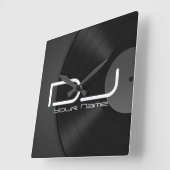 Dj-wandklok met vinylachtergrond vierkante klok (Hoek)