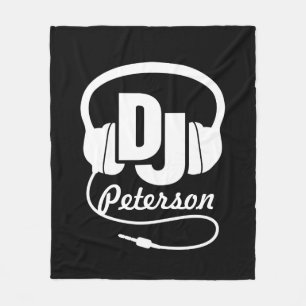 DJ zwart-wit jouw naam toevoegen Fleece Deken