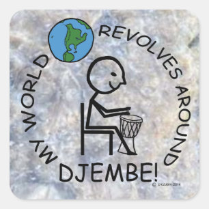 Djembe - Le monde tourne autour d'un autocollant C