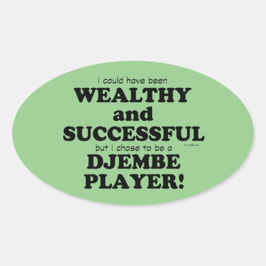 Djembe Wealthy & Succesvolle Oval Sticker (Voorkant)
