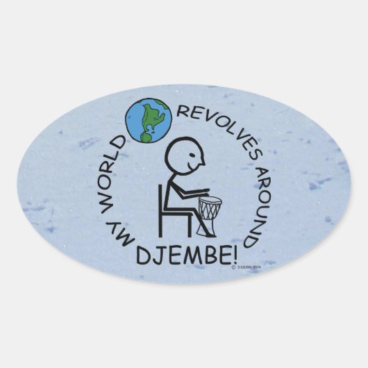 Djembe - Wereld revolt rond ovaal Sticker (Voorkant)