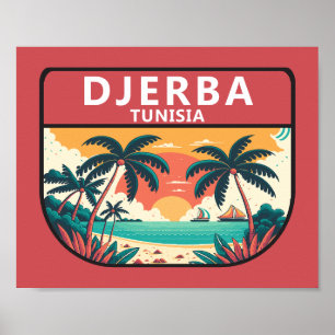 Djerba Tunisia Retro Embleem Poster