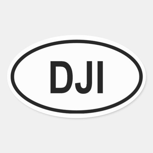 Djibouti "DJI" Ovale Sticker (Voorkant)