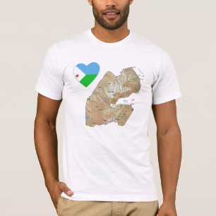 Djibouti Flag Heart en Map T-Shirt