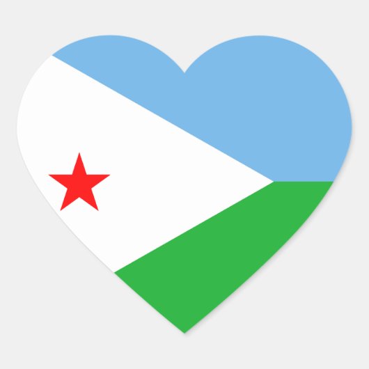 Djibouti Flag Heart Sticker (Voorkant)