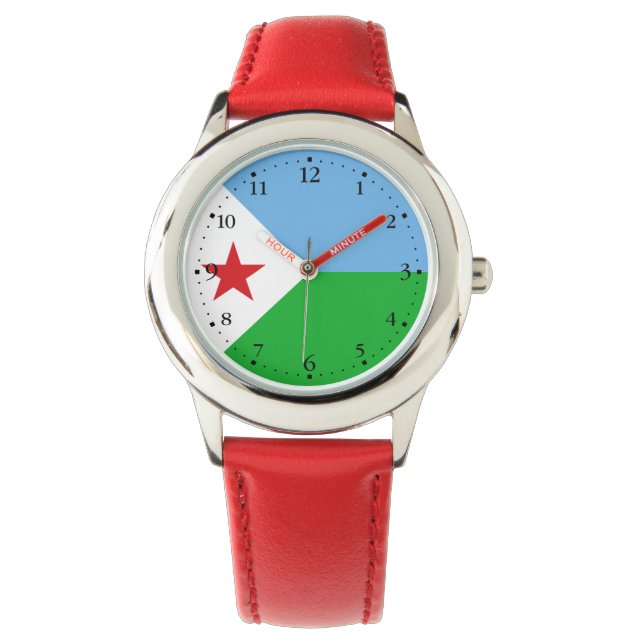 Djibouti Flag Horloge (Voorkant)