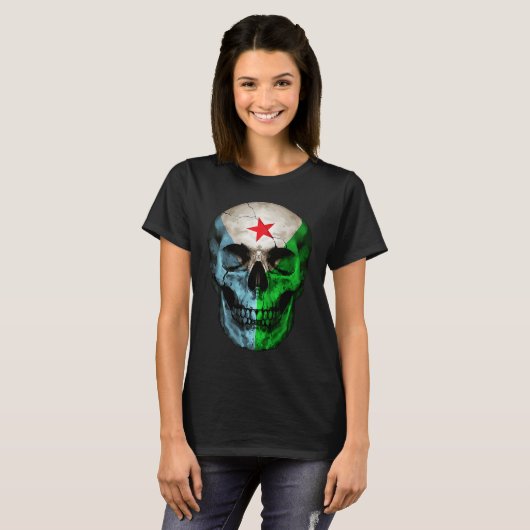 Djibouti Flag Skull Djibouti Roots Proud Patriotic T-shirt (Voorkant volledig)