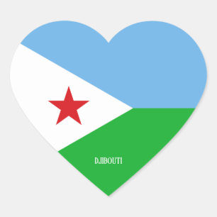 Djibouti Flag Splendid Patriotic Hart Sticker