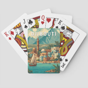 Djibouti Illustratie Reis Kunst Vintage Pokerkaarten