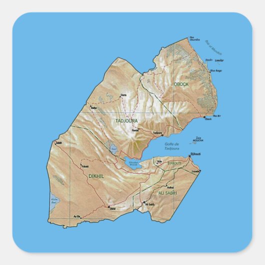 Djibouti Map Sticker (Voorkant)