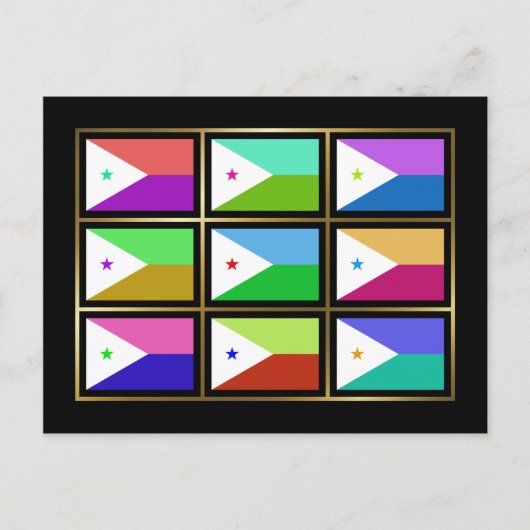 Djibouti Multihue Flags Briefkaart (Voorkant)