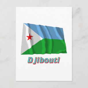 Djibouti Waving Flag met naam Briefkaart