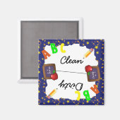 Dk Blue Clean & Dirty School Chalkboard Magnet (Recto/Verso)