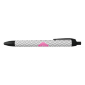 Dk Gray Lg Chevron Hot Pink Quatrefoil 3 Monogram Zwarte Inkt Pen (Bovenkant)
