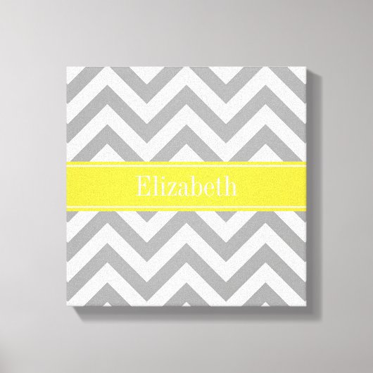 Dk Gray White LG Chevron Pineapple Naam Monogram Canvas Afdruk (Voorkant)