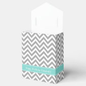 Dk Gray White LG Chevron Turquoise Name Monogram Bedankdoosjes (Geopend)