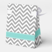 Dk Gray White LG Chevron Turquoise Name Monogram Bedankdoosjes (Achterkant)