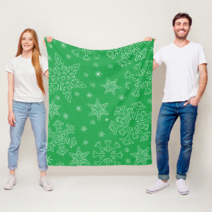 Dk Green Kerstmis BG Snowflake Boarder Clipart Th Fleece Deken