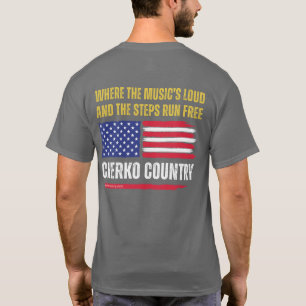 (Dk Grey) Amerikaanse vlag / Muziek is hard & Stap T-shirt