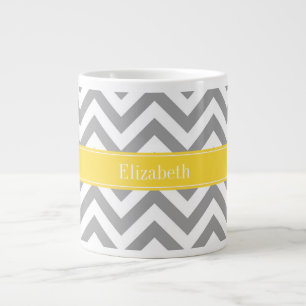 Dk Grijs Wit LG Chevron Ananas Naam Monogram Extra Grote Mok