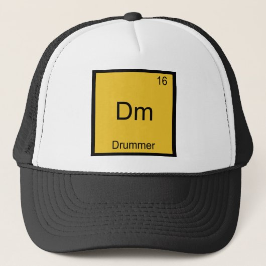 Dm - Drummer Funny Chemistry Element Symbol T-shir Trucker Pet (Voorkant)