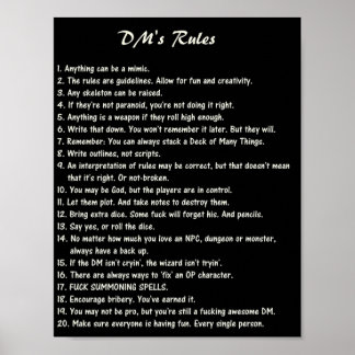 DM's Rules Explicit Dungeons Dragons Poster