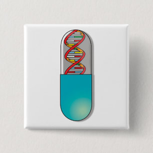 DNA-capsule wetenschap Vierkante Button 5,1 Cm