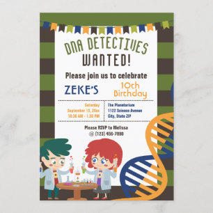 DNA Detectives Science Lab Birthday Party Kaart