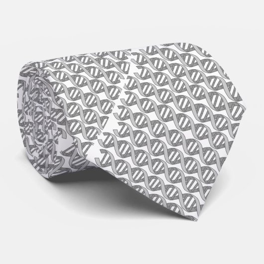 DNA-Helix Pattern GreyOnWhite Stropdas (Opgerold)