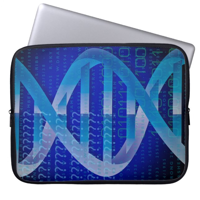 DNA ID Blue Science Laptop Sleeve (Voorkant)