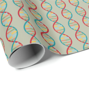 ​​DNA Mid Century Modern STEM Biologie Stripe groe Cadeaupapier
