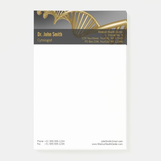DNA Strand Professional Medical Gold Luxury Post-it® Notes (Voorkant)