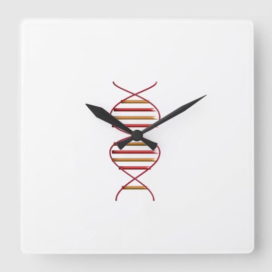 DNA-symbool wandklok Vierkante Klok (Voorkant)