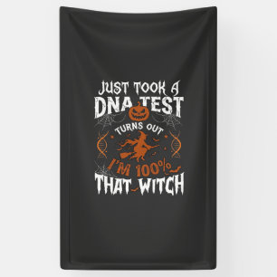 DNA-test heks Halloween pompoen spinnenweb Spandoek