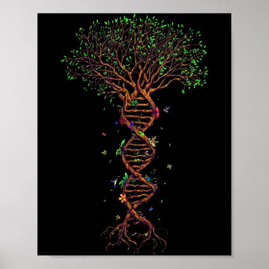 Dna Tree Genetic Funny Earth Day Plant A Tree Life Poster (Voorkant)