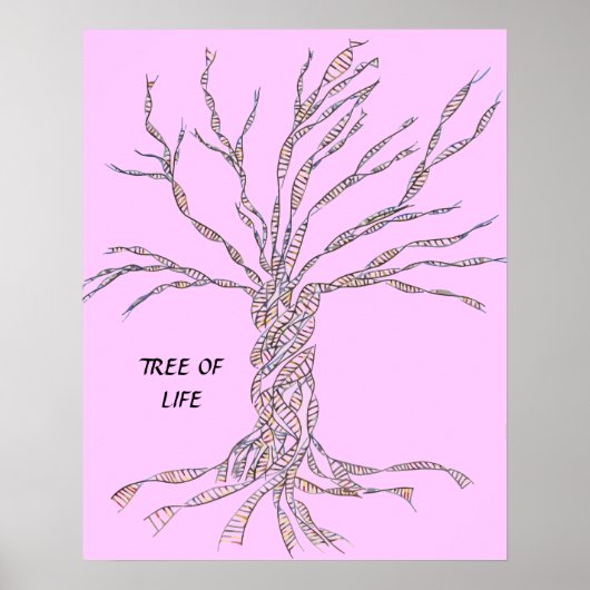 DNA TREE of Tree of Life POSTER PINK (Voorkant)