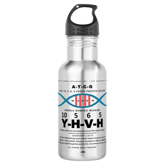 DNA-YHVH-code, Waterfles (Voorkant)