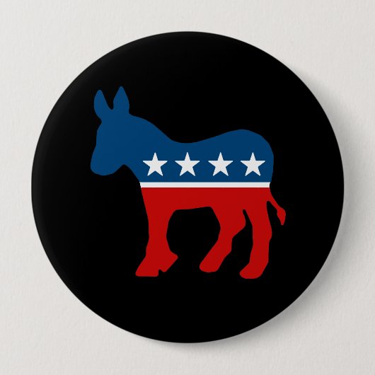 DNC - DEMOCRAT - DONKEY RONDE BUTTON 4,0 CM (Voorkant)