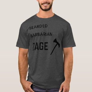 DnD Barbarian Bearded Rage Black Text T-shirt