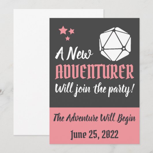 DnD Faire-part de grossesse rose (Devant / Derrière)