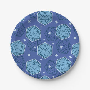 DnD Party Dungeons & Dragons D20 Blue Paper Borden Papieren Bordje