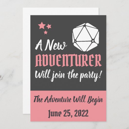 DnD roze zwangerschap aankondiging (Voorkant / Achterkant)