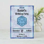DnD Verjaardagsfeest DnD D20 Blauwe Dice Kaart (Staand voorkant)