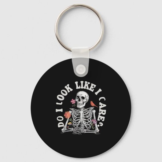 Do I Look Like I Care - Funny Skeleton Humor Sleutelhanger (Voorkant)