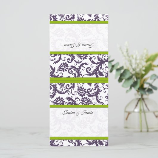 do-it-yourself Cartes de Place Mariage damassé Vin (Debout devant)