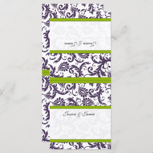 do-it-yourself Cartes de Place Mariage damassé Vin (Devant / Derrière)